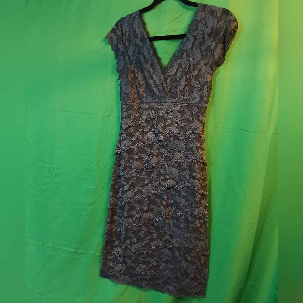 MARINA Charcoal Lace Midi Dress